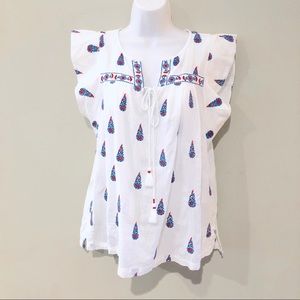 Ann Taylor Loft Flutter Sleeve Tassel Top